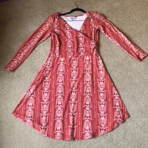 Orange faux wrap dress by Blue Platypus